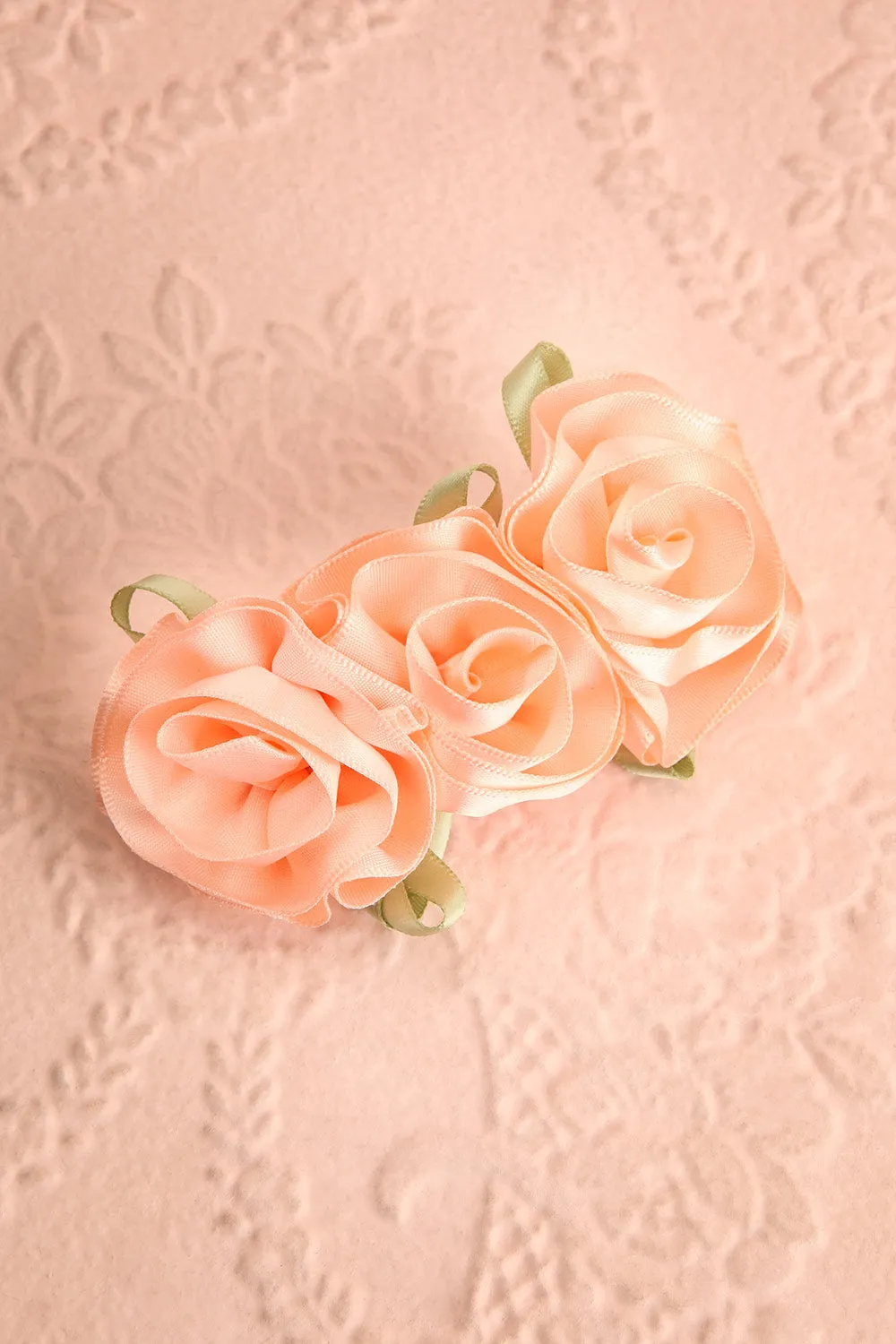 Rauza | Barrette w/ Pink Satin Flowers