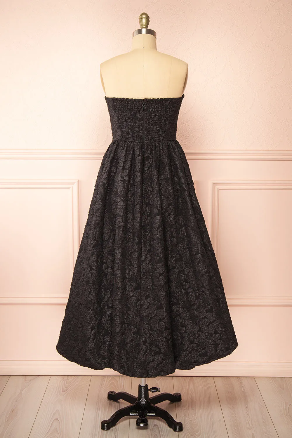 Reyna Black | Long Textured Floral Dress