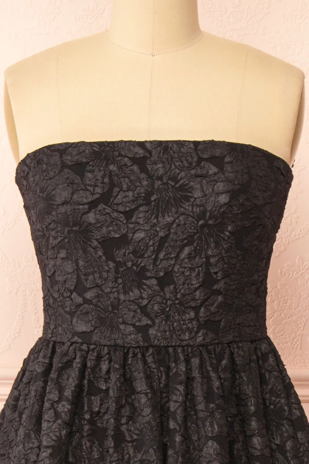 Reyna Black | Long Textured Floral Dress