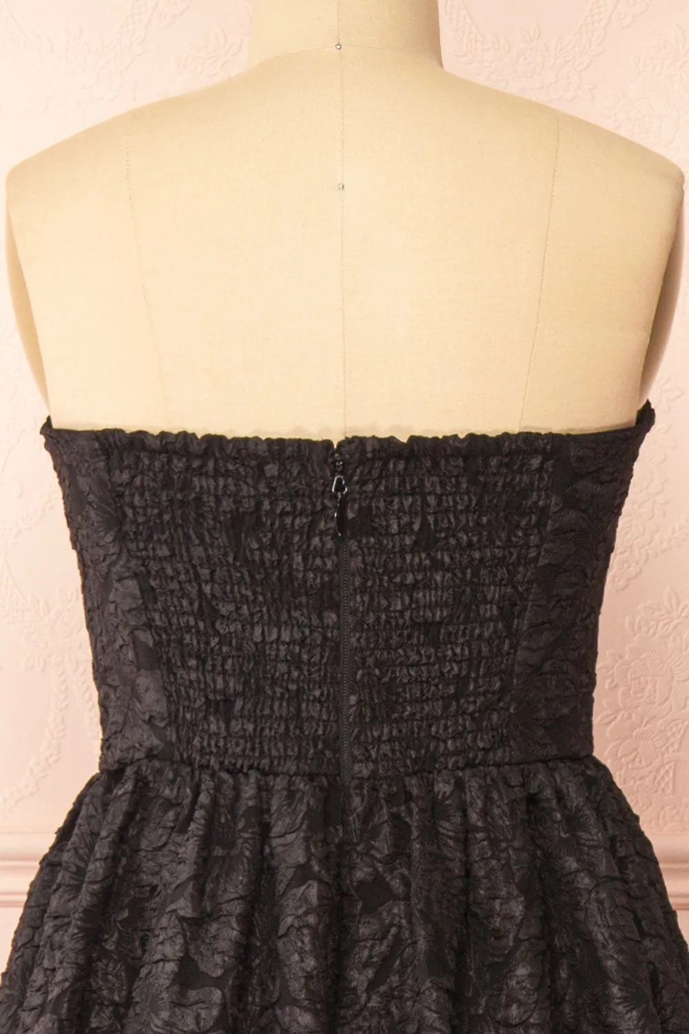 Reyna Black | Long Textured Floral Dress