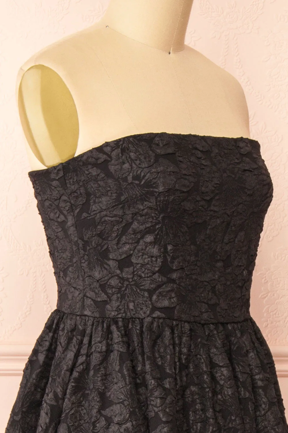 Reyna Black | Long Textured Floral Dress