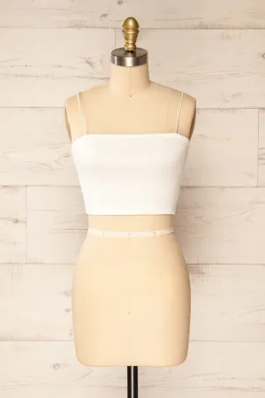 Rimini White | Cropped Ribbed Cami