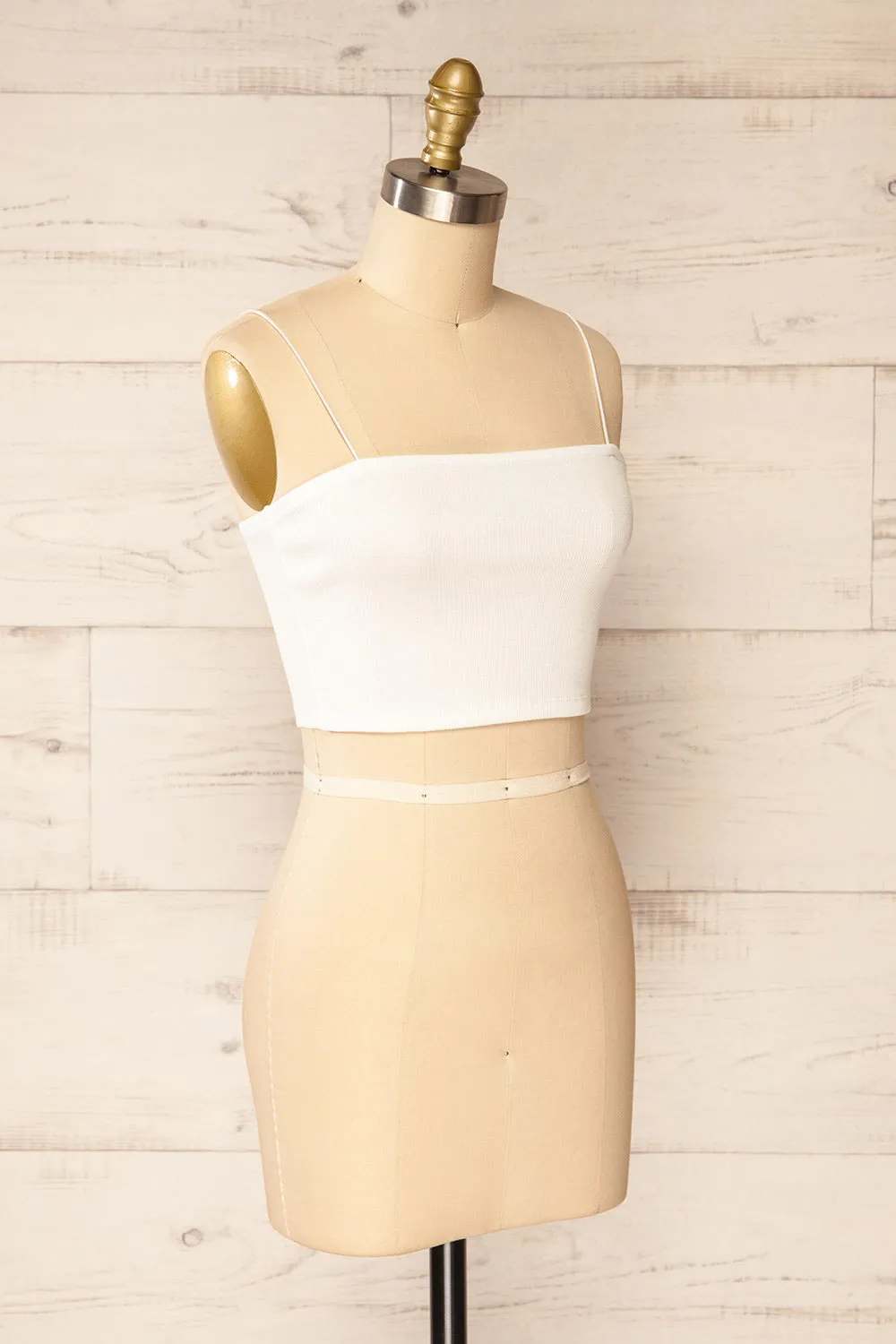 Rimini White | Cropped Ribbed Cami