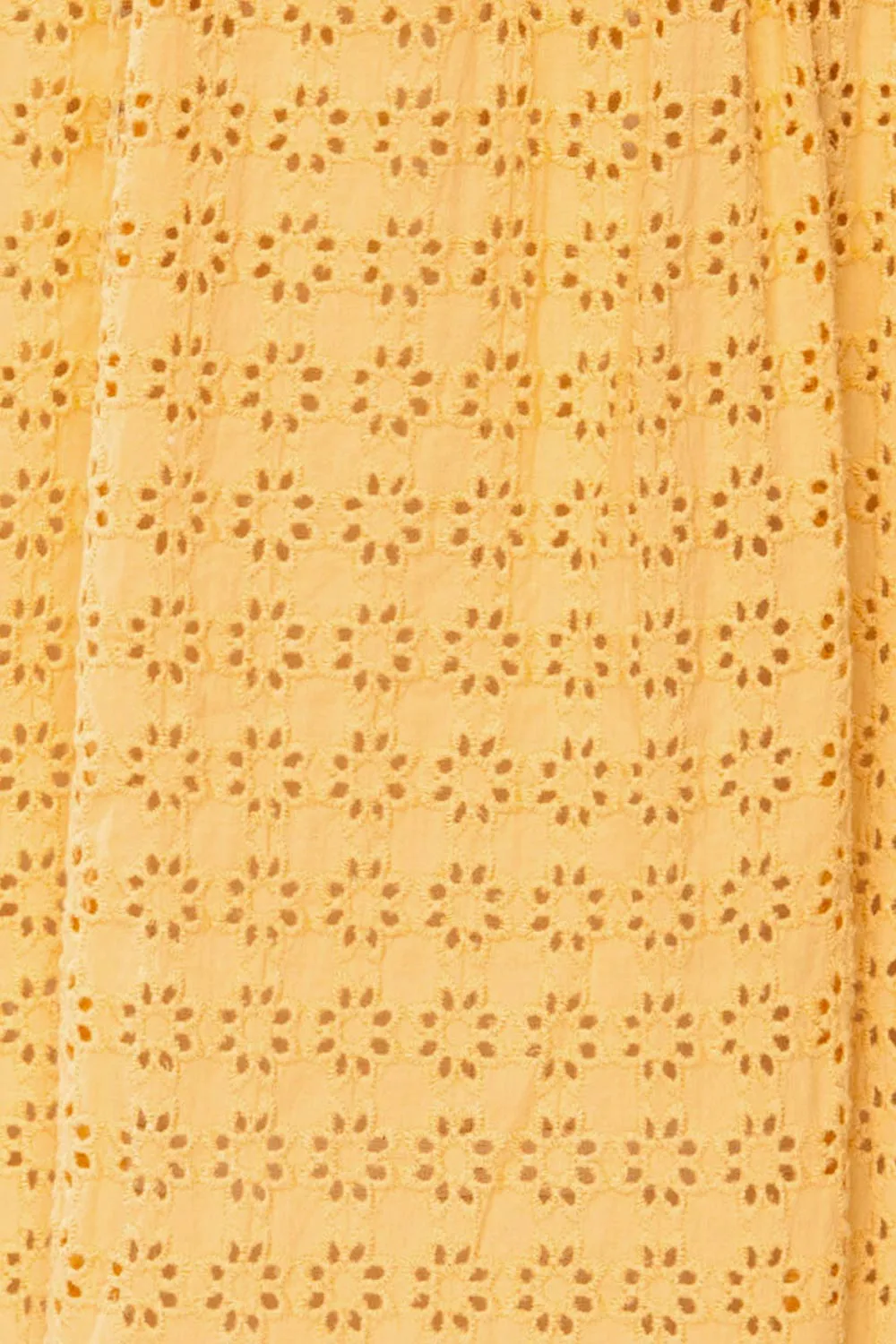 Risborough Yellow | Boxy Top w/ Openwork Embroidery