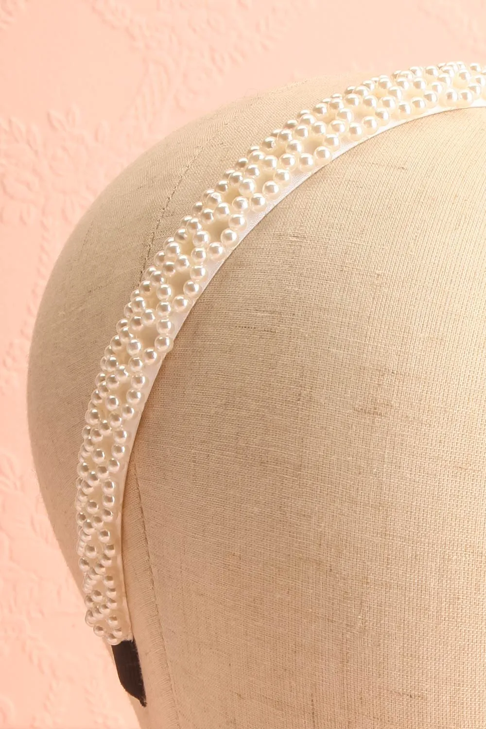 Rochelle | White Satin Headband w/ Pearls