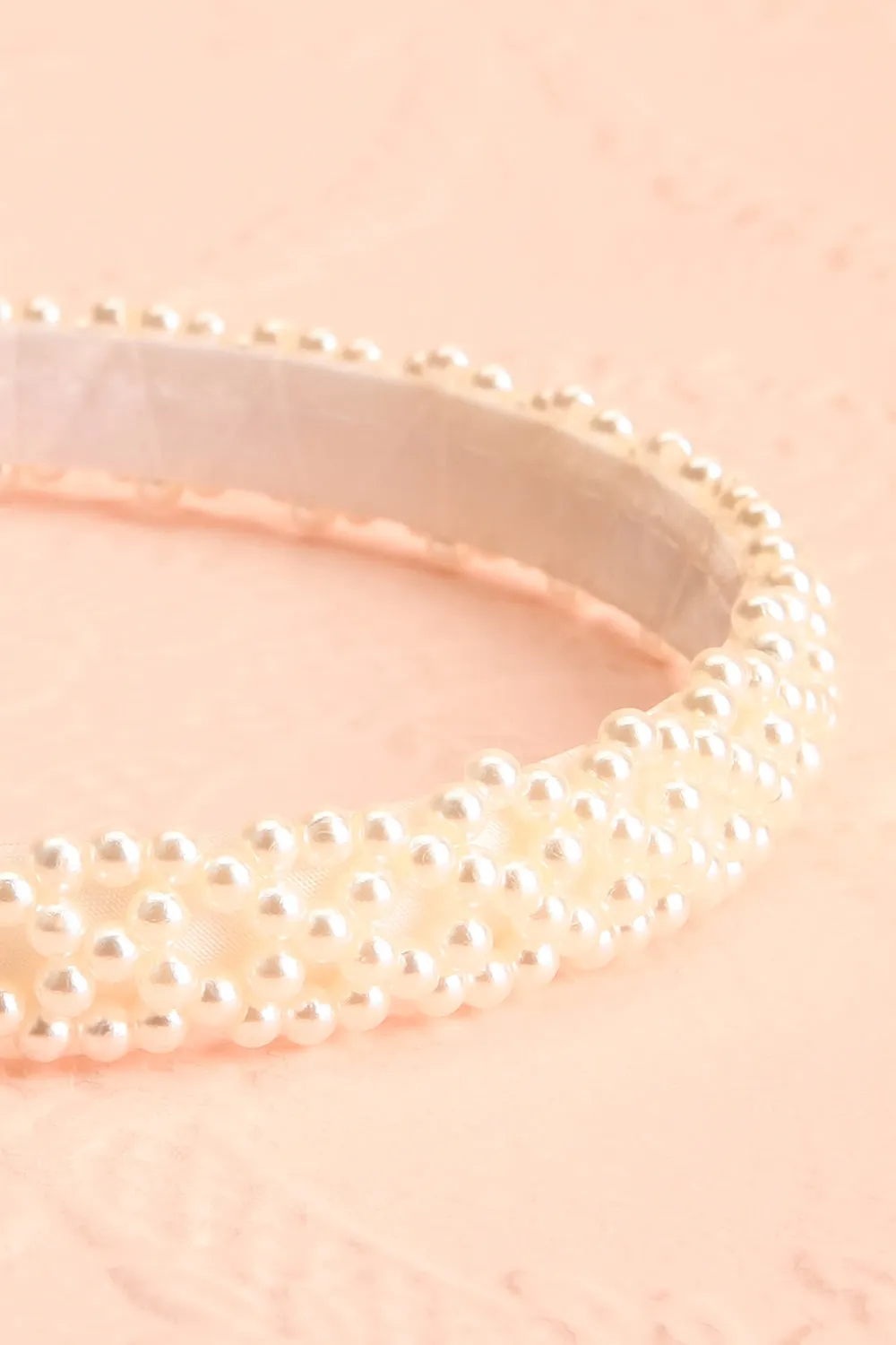 Rochelle | White Satin Headband w/ Pearls