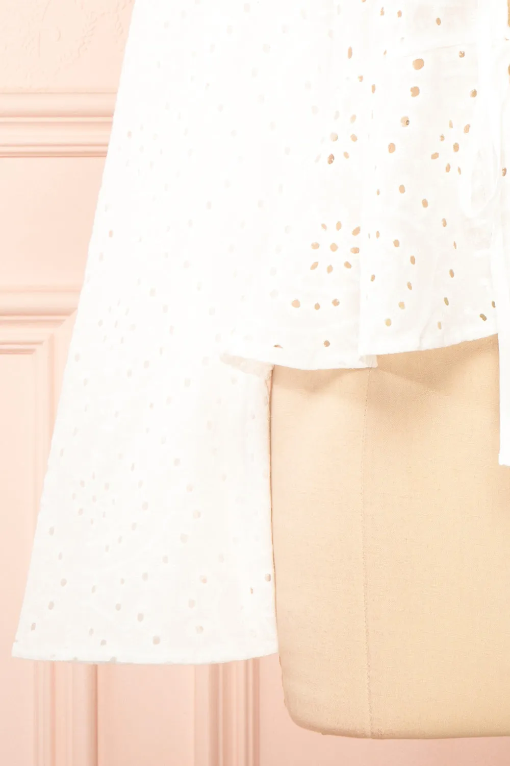 Romilly | White Openwork Lace Long Sleeve Top