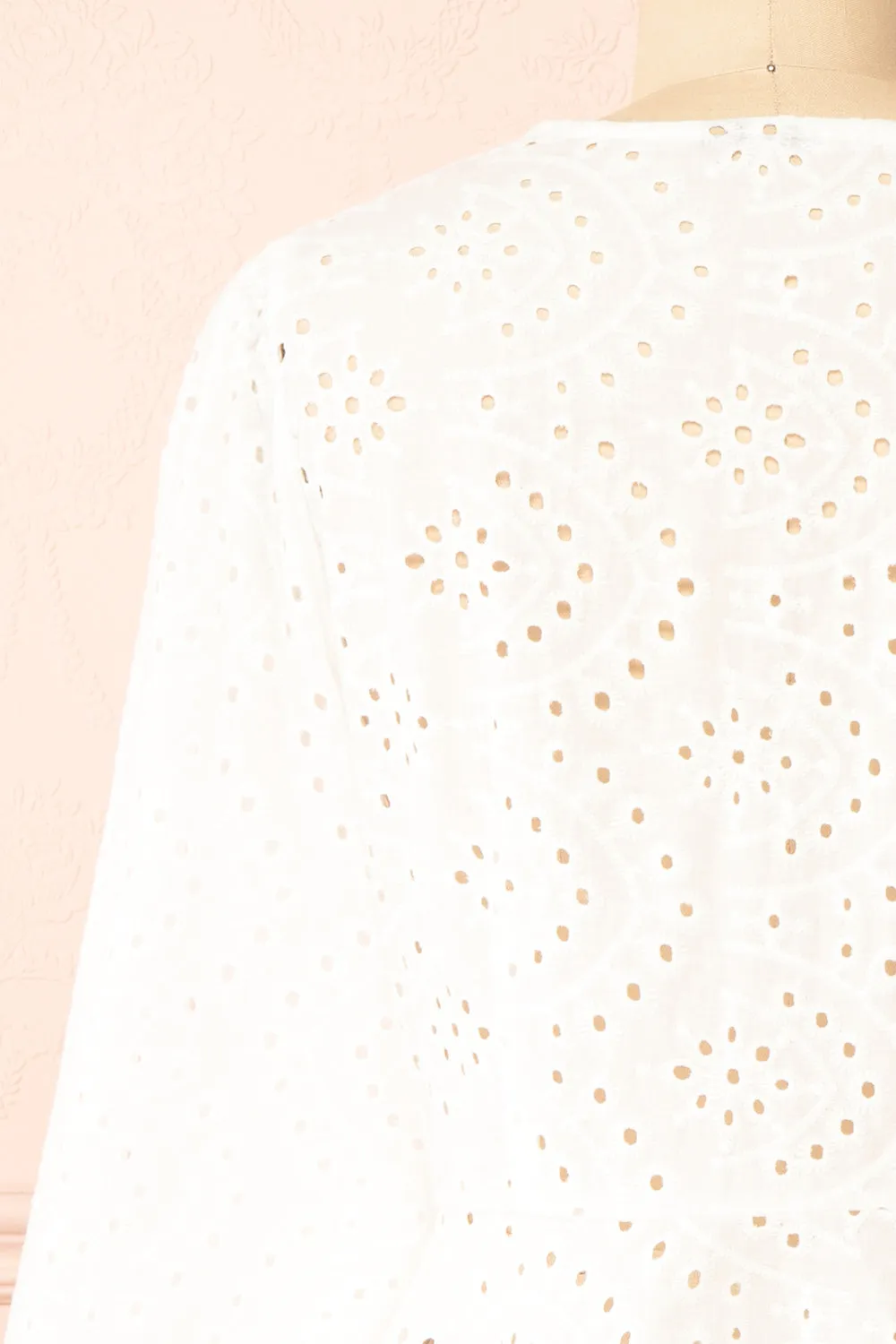Romilly | White Openwork Lace Long Sleeve Top