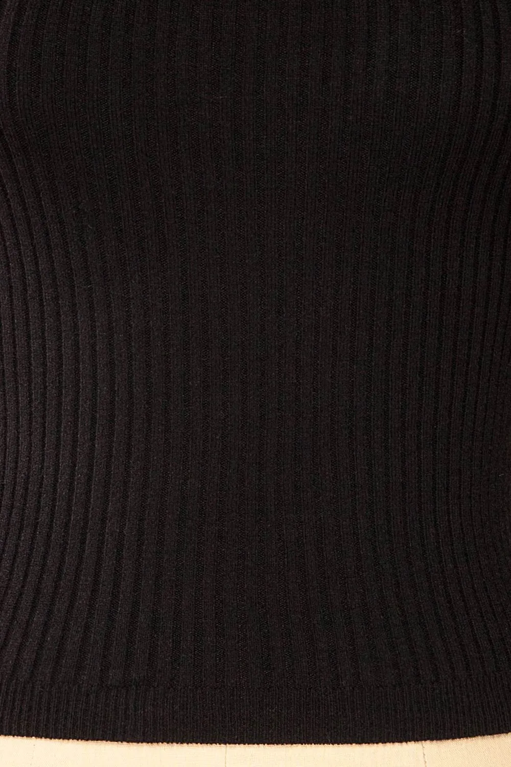 Rundu Black | Ribbed Turtleneck Fitted Top