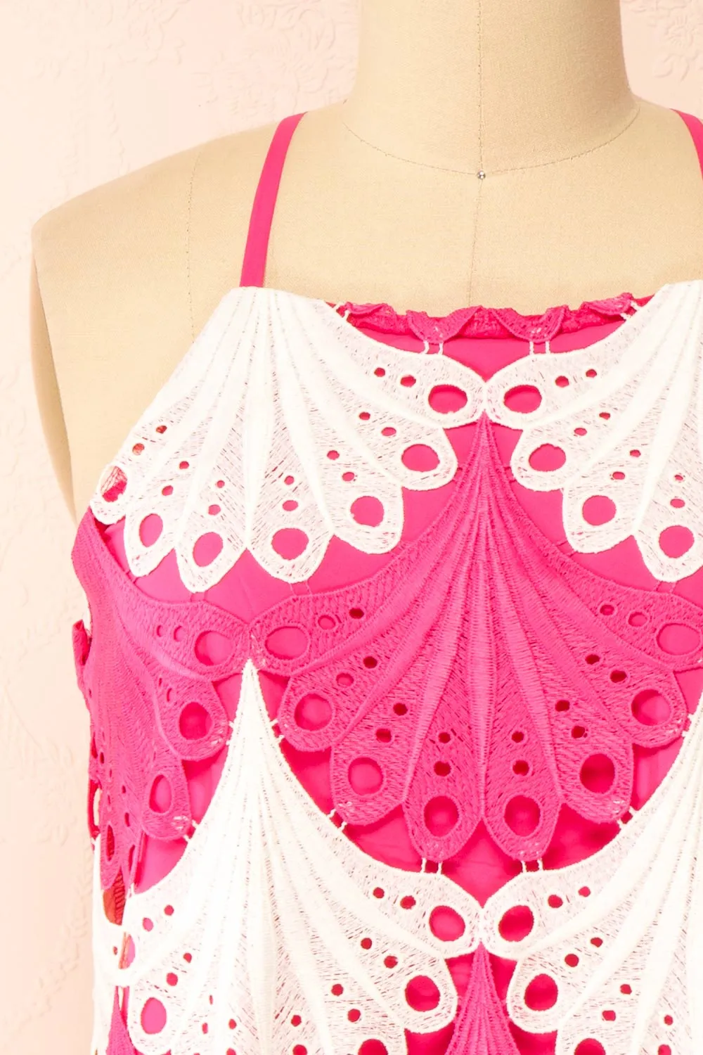 Ruthshelle | Short Fuchsia Patterned Dress