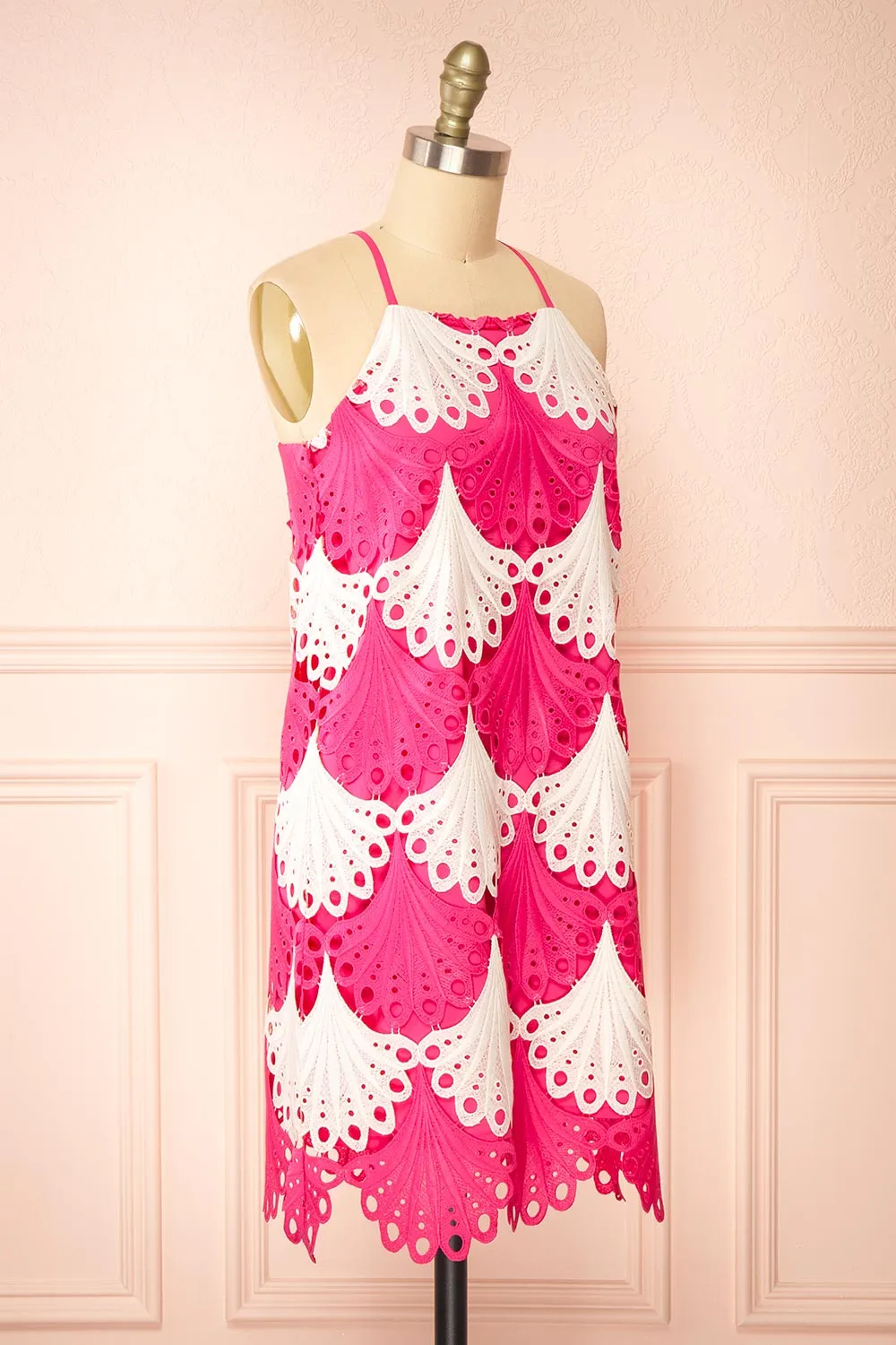 Ruthshelle | Short Fuchsia Patterned Dress