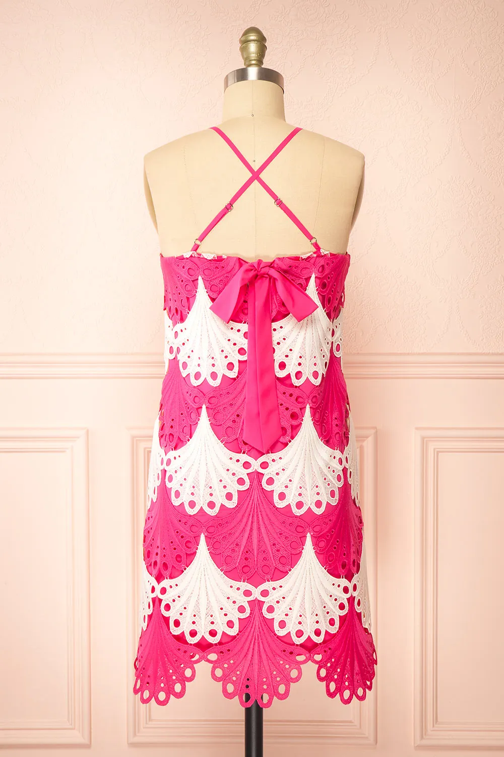 Ruthshelle | Short Fuchsia Patterned Dress