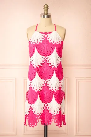Ruthshelle | Short Fuchsia Patterned Dress