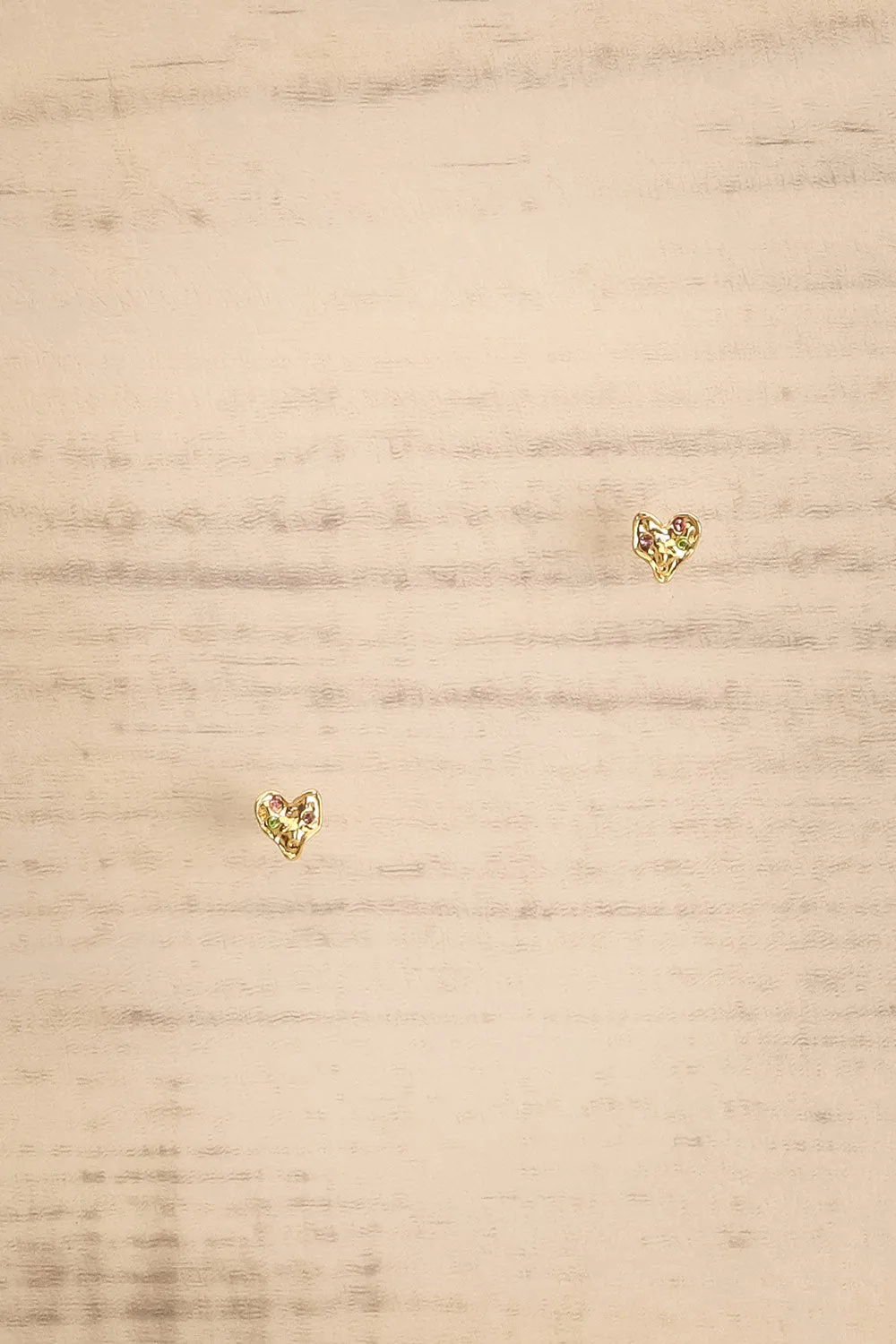 Ryana Gold | Heart-Shaped Stud Earrings w/ Colourful Crystals