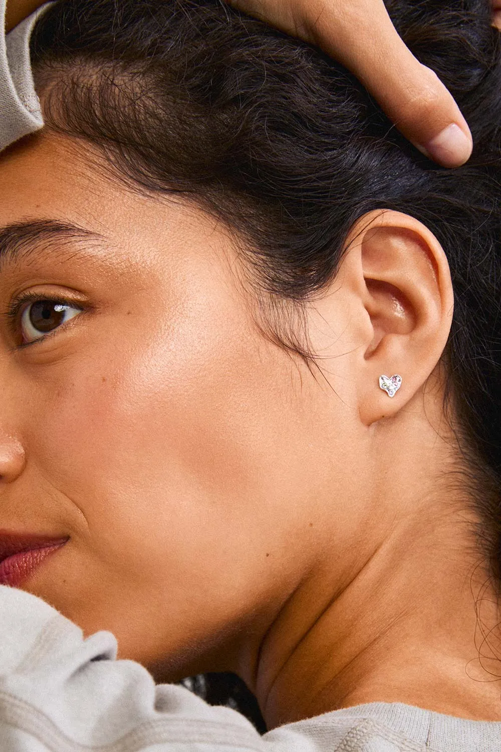 Ryana Silver | Heart-Shaped Stud Earrings w/ Colourful Crystals