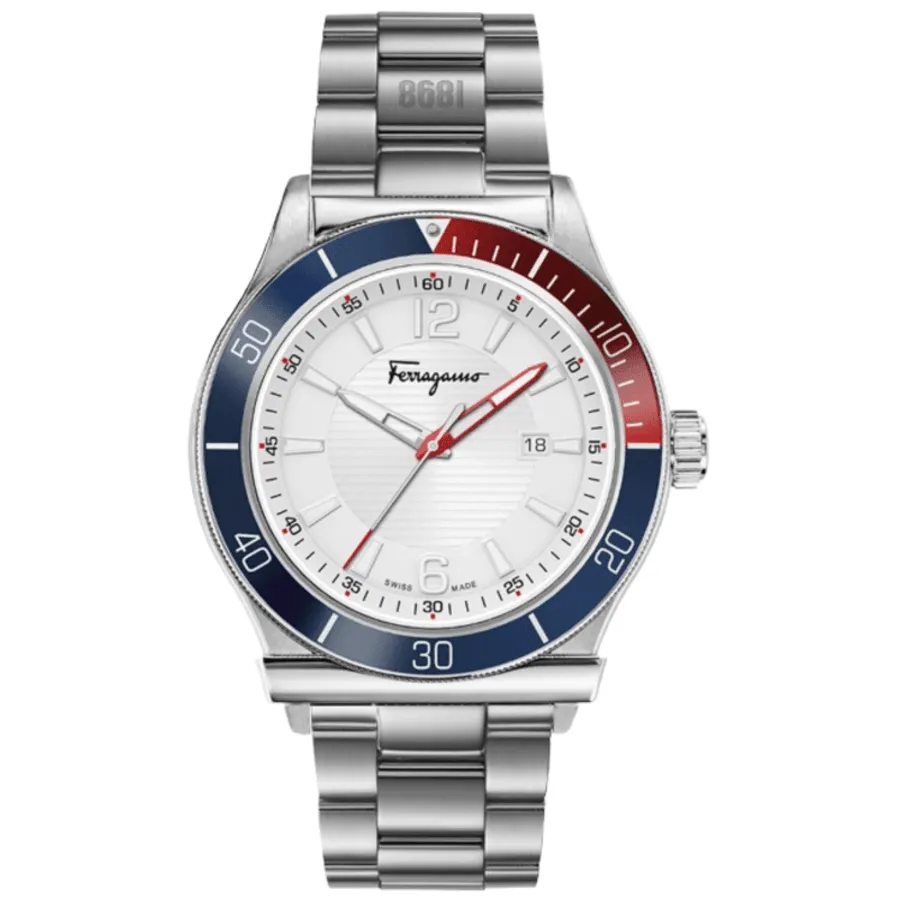 Salvatore Ferragamo 1898 Sport White Dial Steel Men's Watch SFYK00520