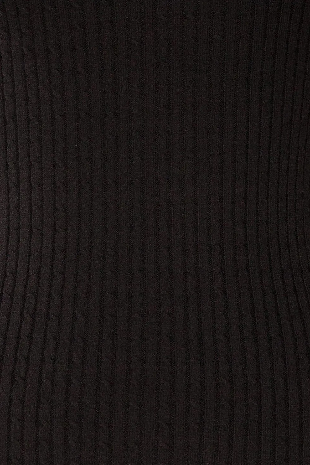 Sambir Black | Mock Neck Ribbed Fitted Top