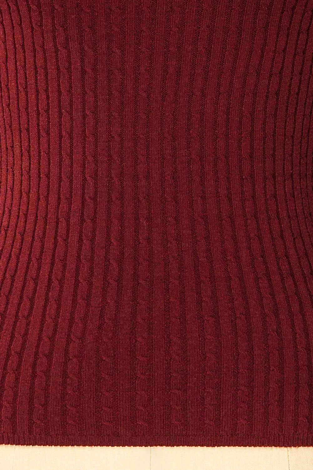 Sambir Burgundy | Mock Neck Ribbed Fitted Top