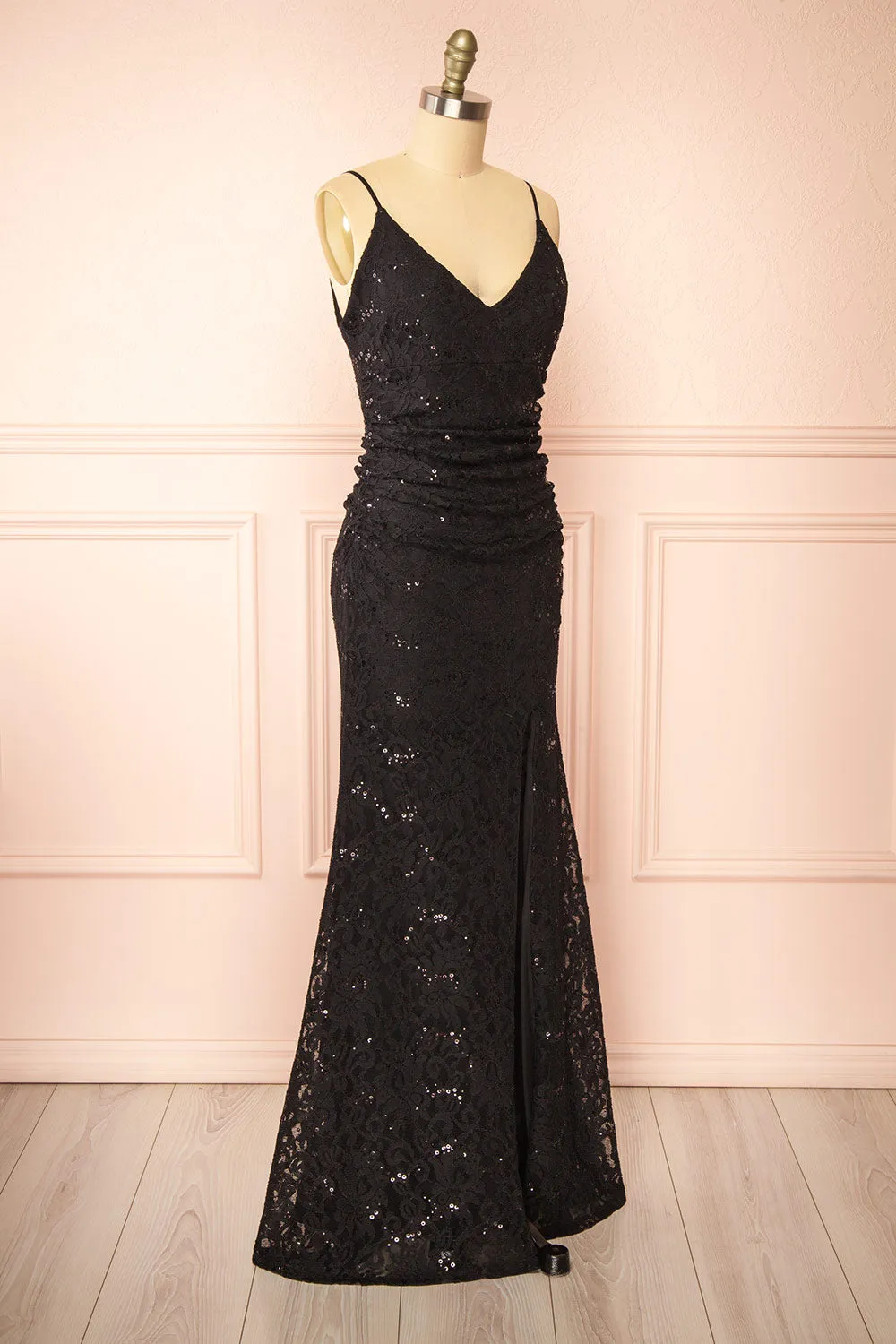 Samy Black | Sparkly Lace Mermaid Dress w/ Slit