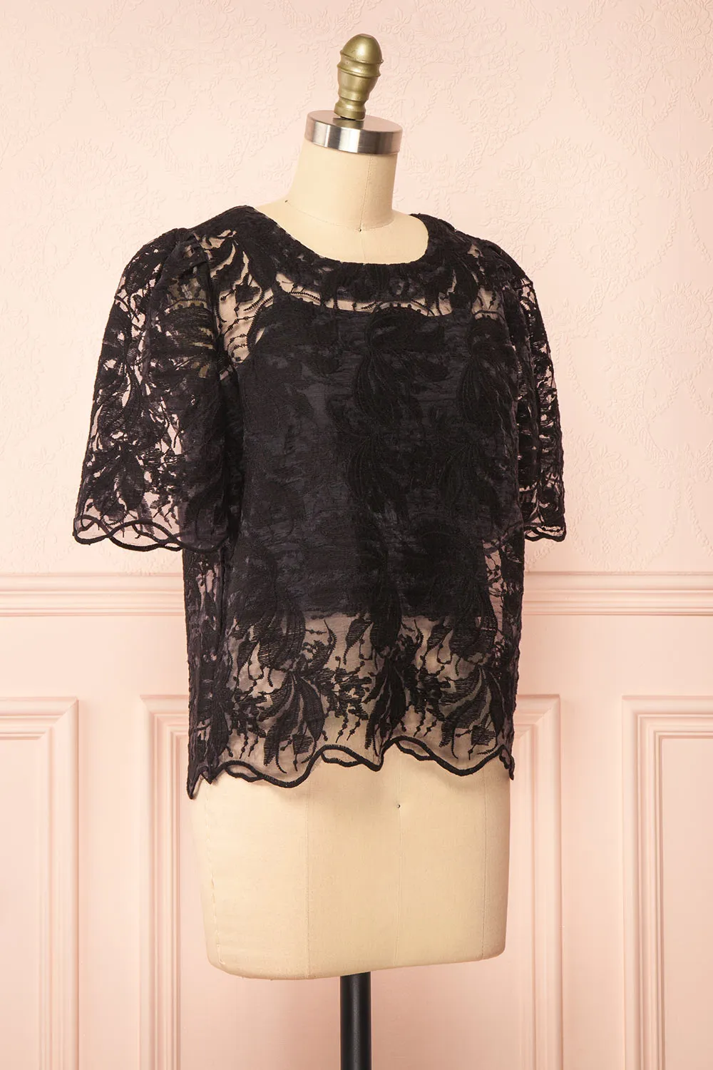 Selah Black | Lace Top w/ Cropped Camisole