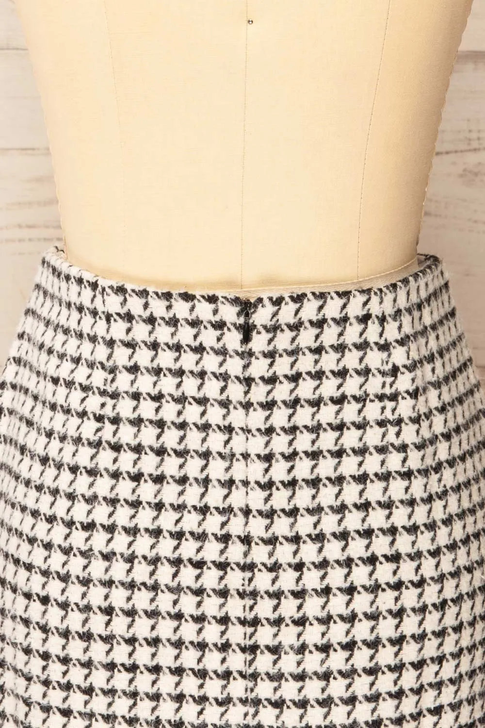 Seloncourt | Short Houndstooth Skirt w/ Fringes