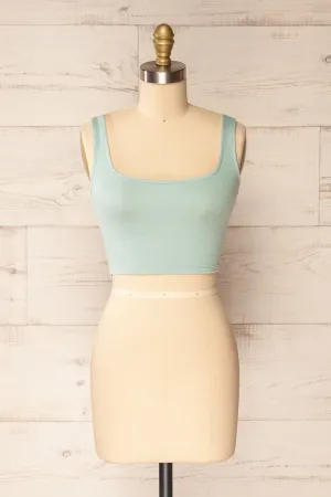 Seoul Sage | Cropped Ribbed Cami Top