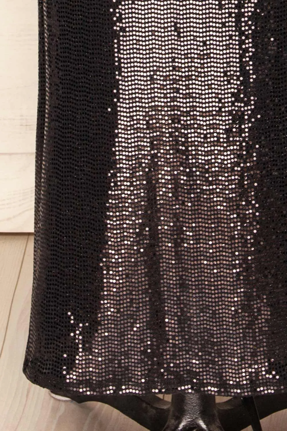 Seralie | Black Sequin Maxi Dress w/ Slit