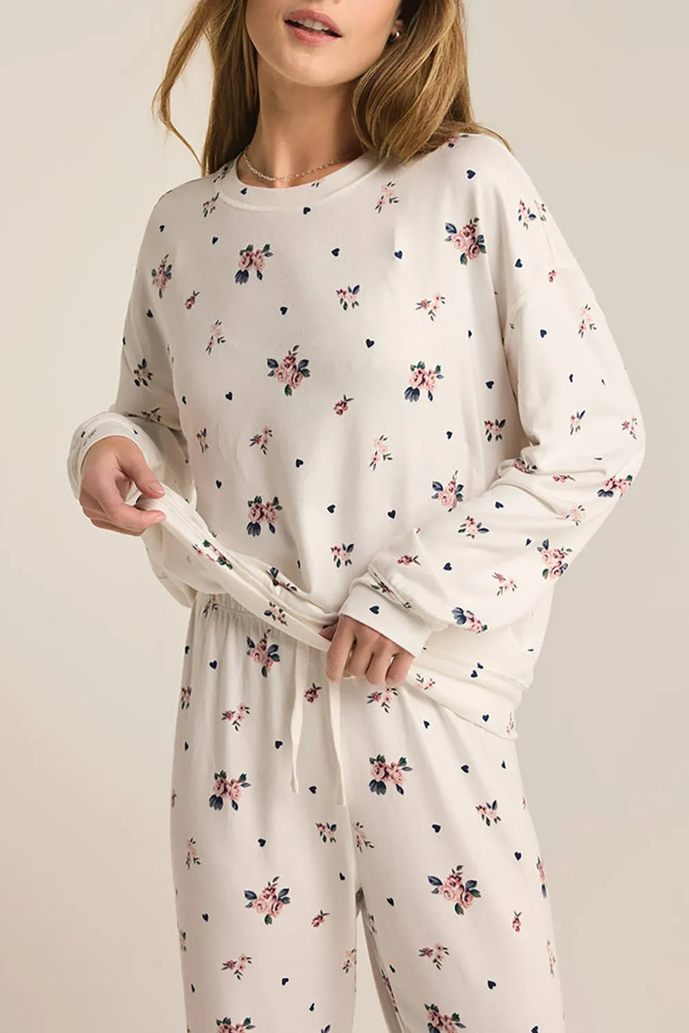 Set Brantford | Floral White Loungewear Set