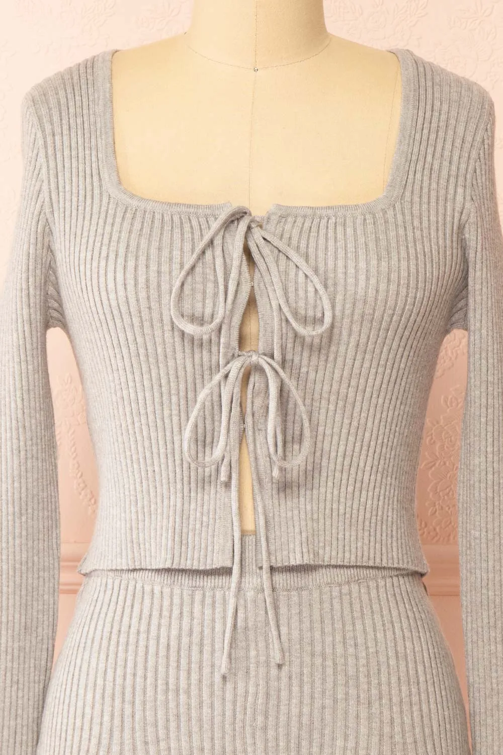 Set Duna | Grey Ribbed Knit Top & Skirt