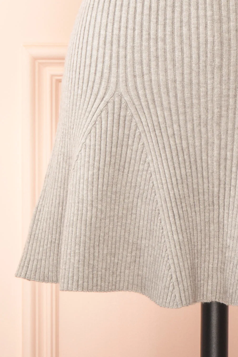 Set Duna | Grey Ribbed Knit Top & Skirt