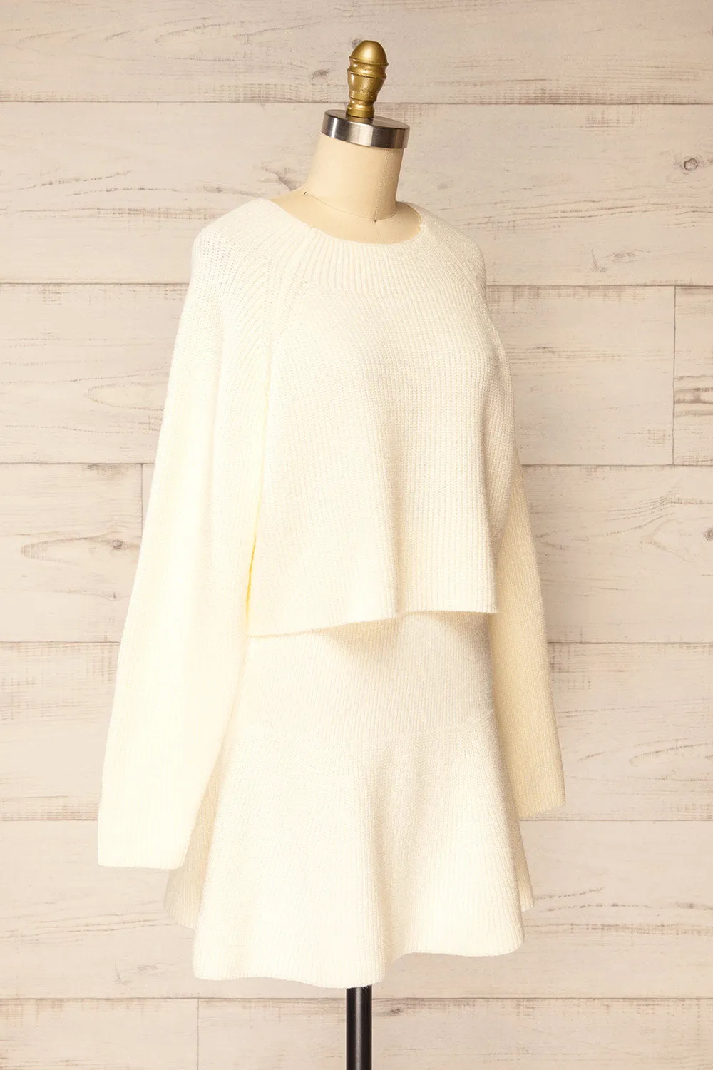 Set Viga | Ivory Knitted Sweater & Skirt