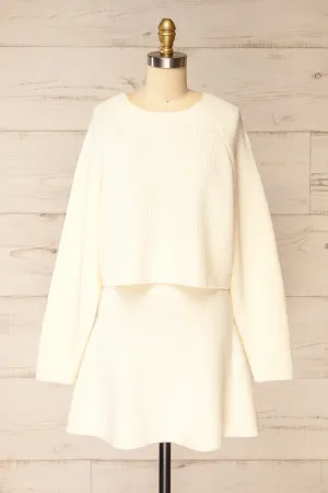 Set Viga | Ivory Knitted Sweater & Skirt