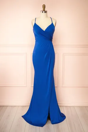 Shiva Blue | Mermaid Dress w/ Wrapped Bodice