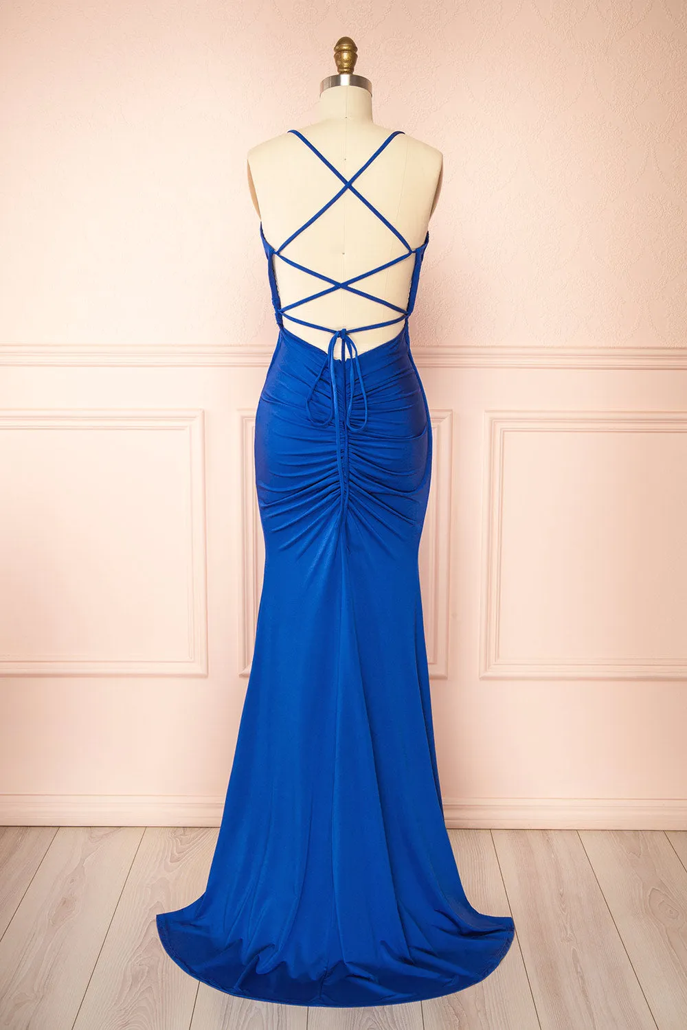 Shiva Blue | Mermaid Dress w/ Wrapped Bodice