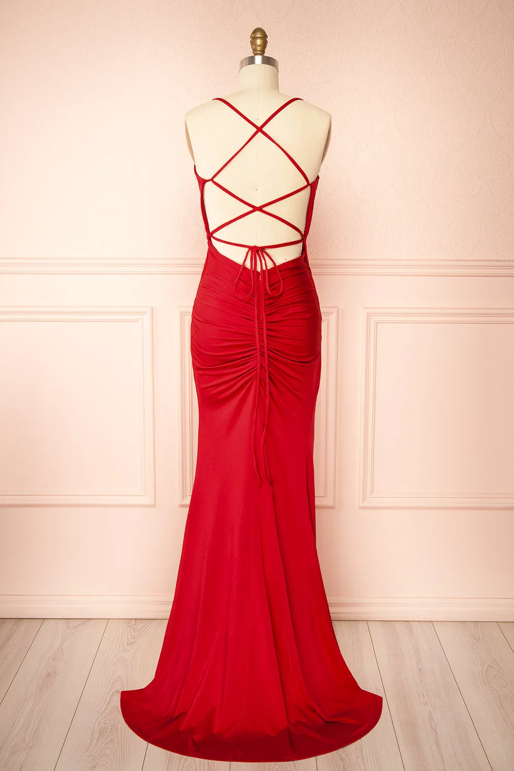 Shiva Red | Mermaid Dress w/ Wrapped Bodice