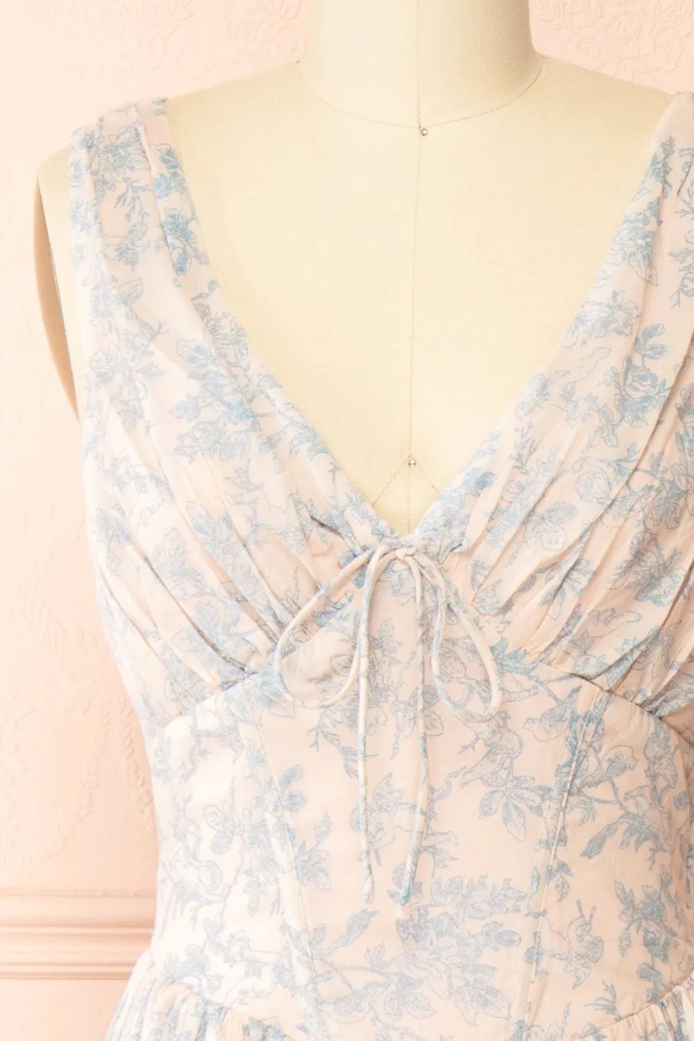Silas Blue | Midi Dress w/ Blue Vintage Print