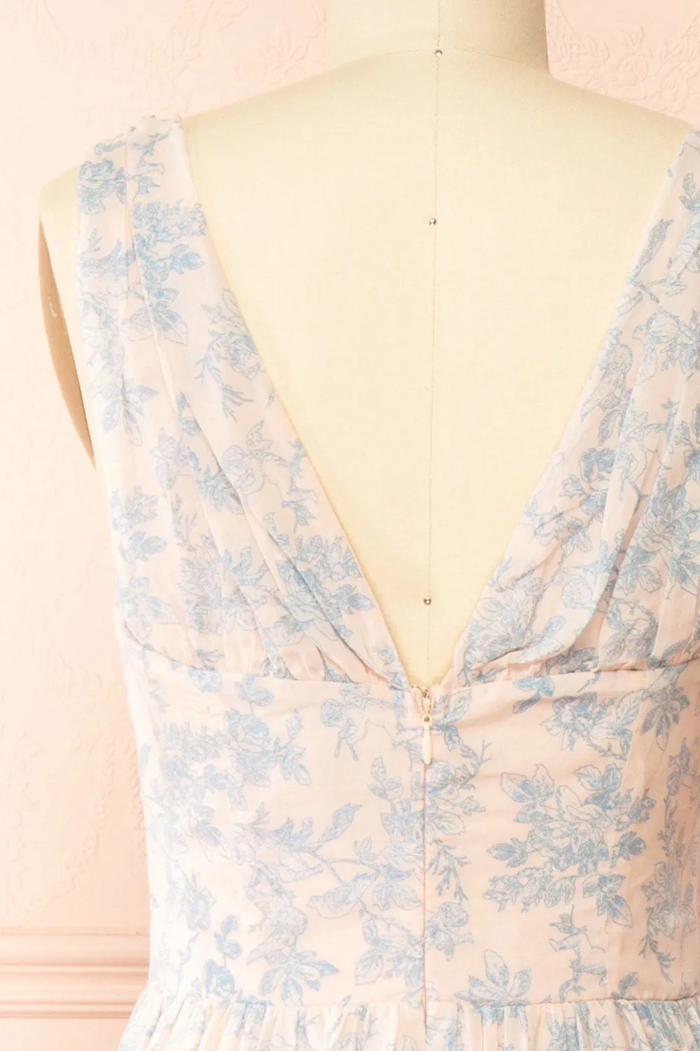 Silas Blue | Midi Dress w/ Blue Vintage Print
