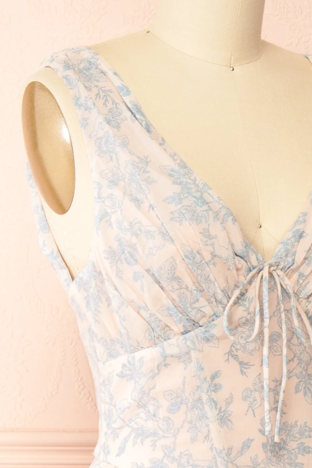 Silas Blue | Midi Dress w/ Blue Vintage Print