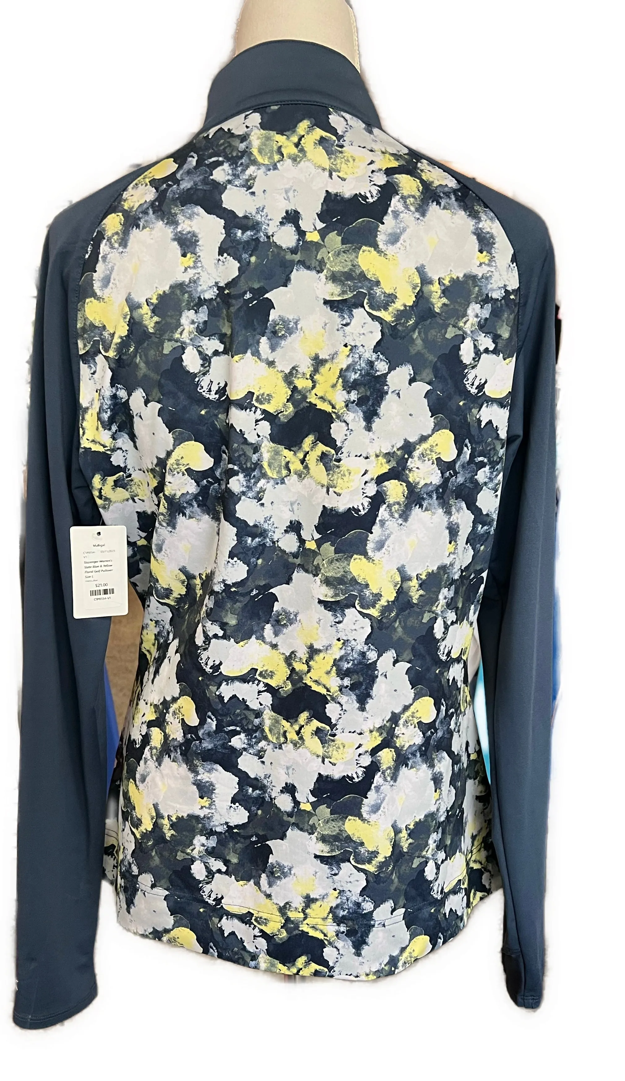 Slazenger Women's Slate Blue & Yellow Floral Golf Pullover Size L