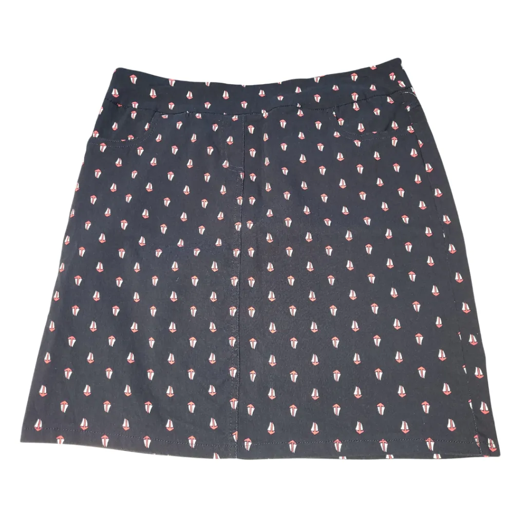 Slimsation Navy Women's Pull-on Golf Skort w/Sailboat Print Size 12