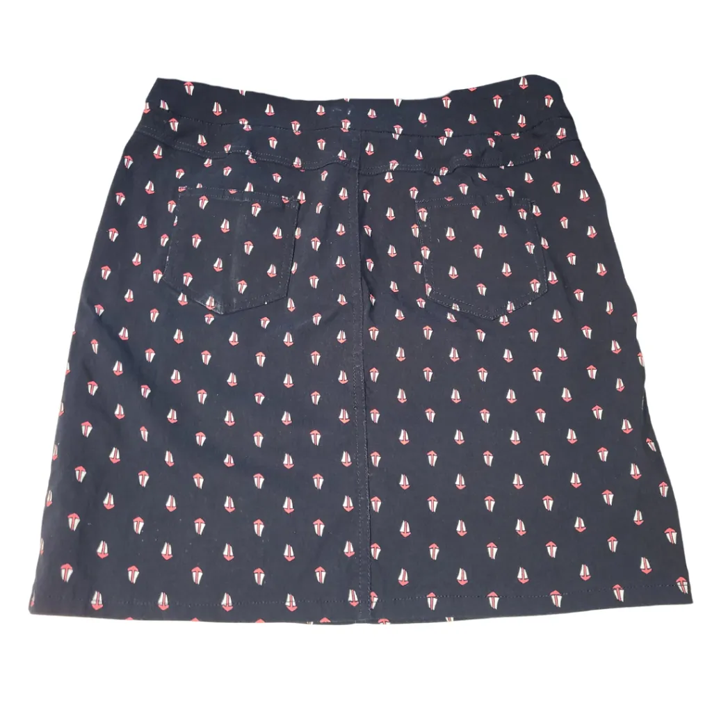 Slimsation Navy Women's Pull-on Golf Skort w/Sailboat Print Size 12