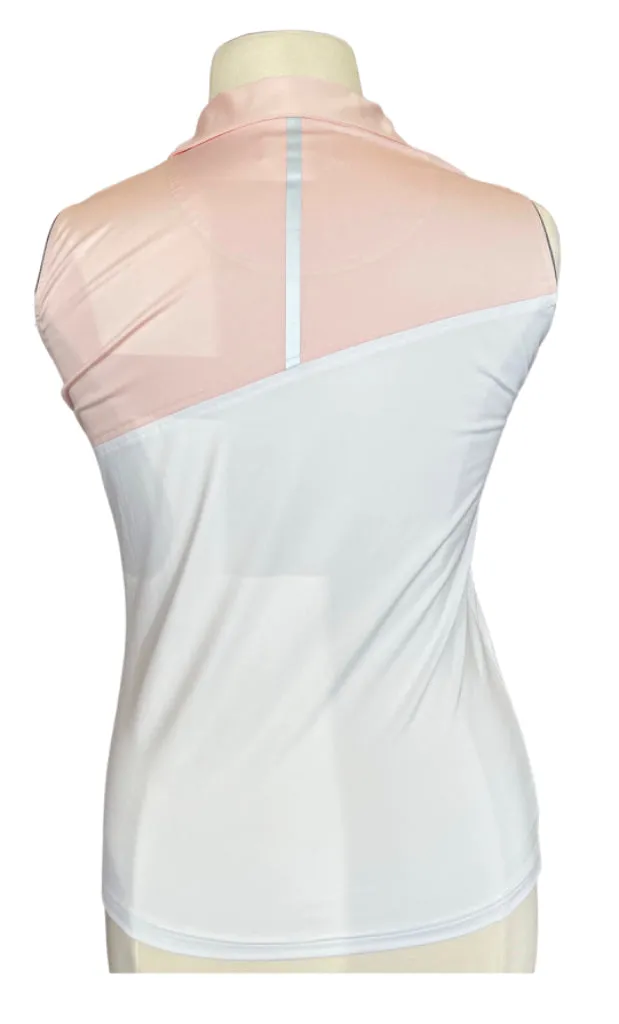 Sport Haley White & Pink Sleeveless Polo w/ Gray Trim Size L. MSP$85