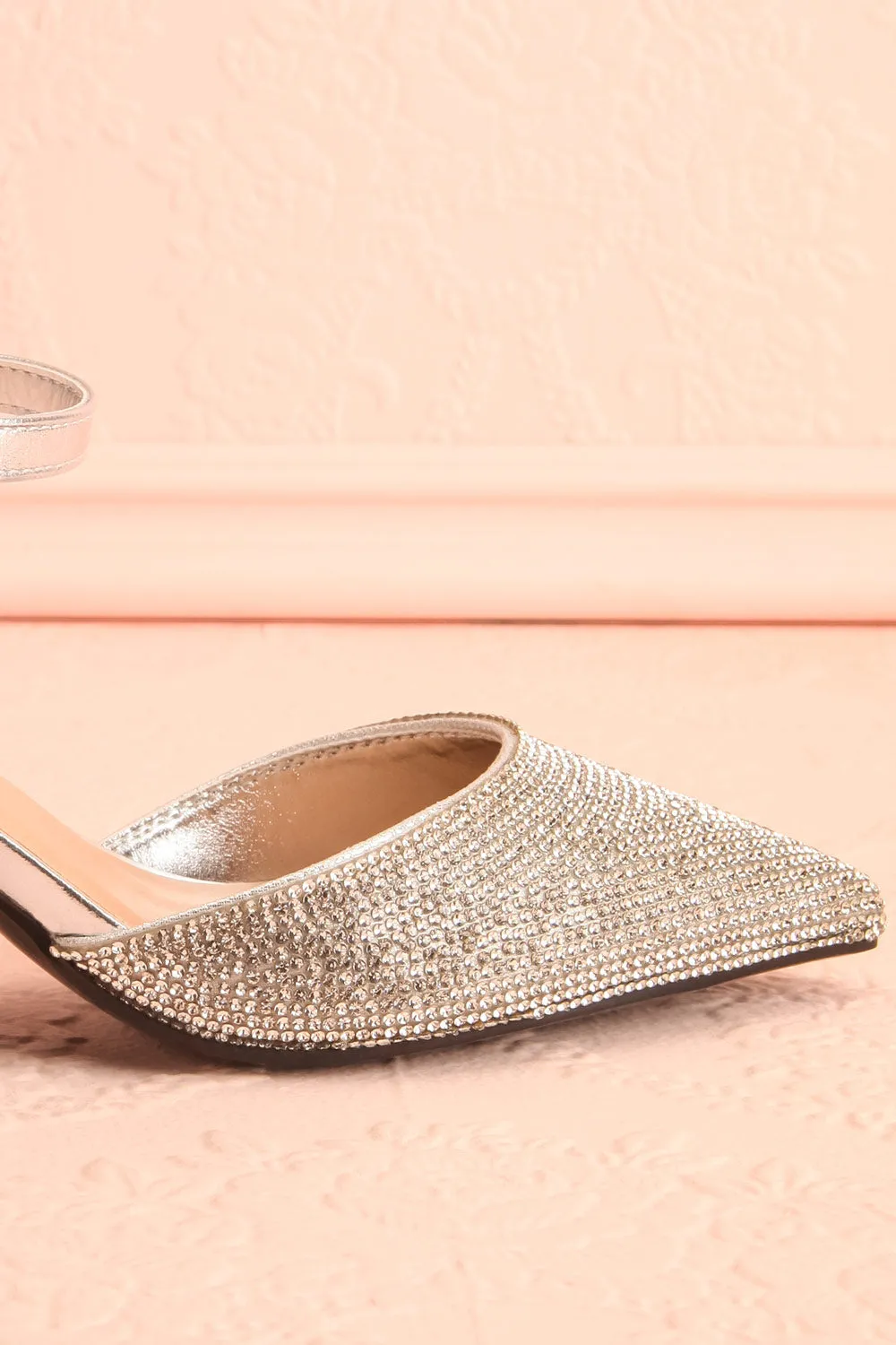 Starlight Silver | Pointed Toe Heels w/ Crystals