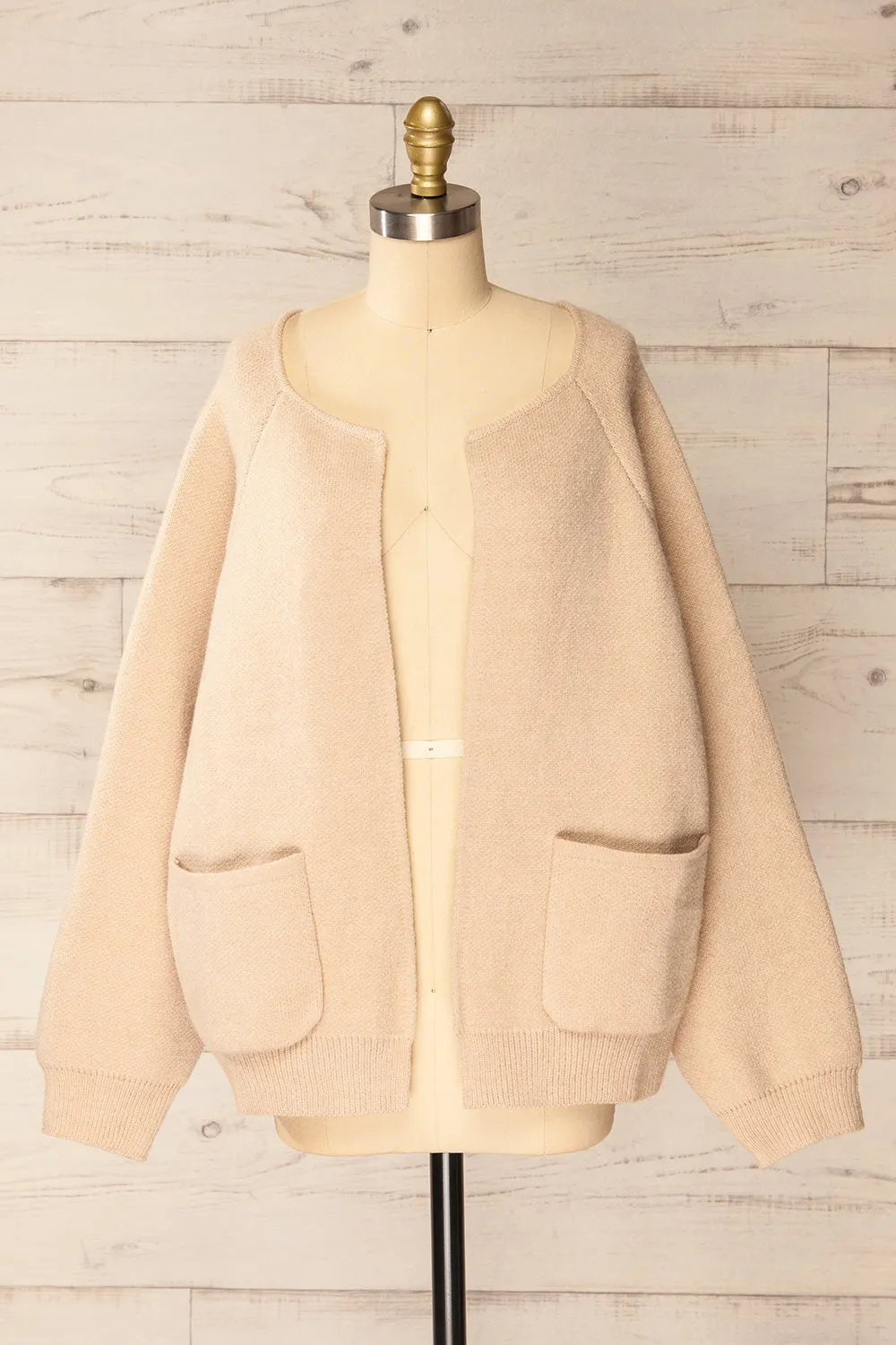 Stuttgart Beige | Thick Knit Open Cardigan