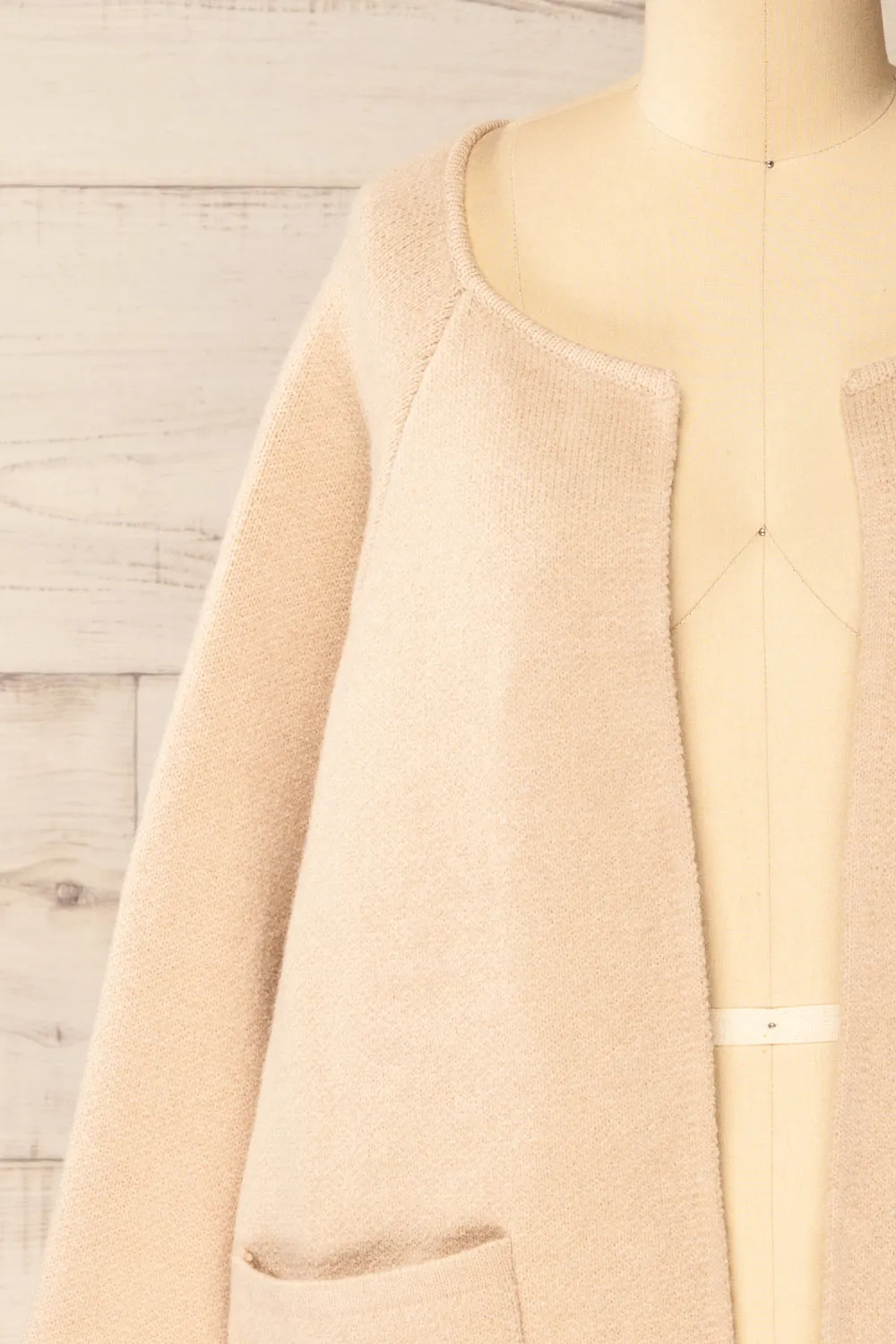 Stuttgart Beige | Thick Knit Open Cardigan