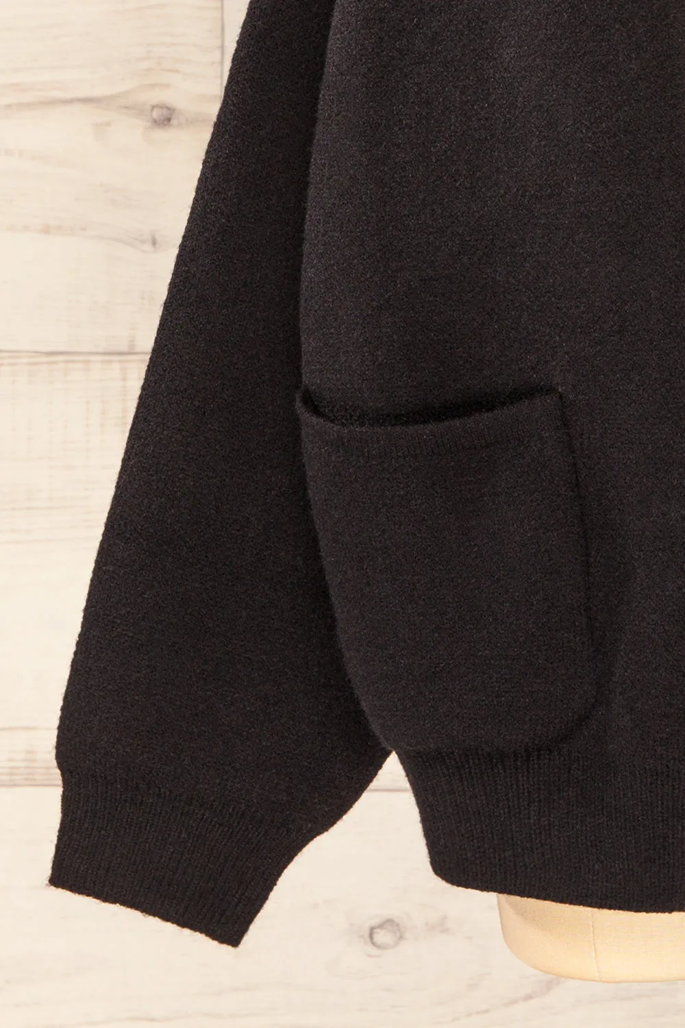 Stuttgart Black | Thick Knit Open Cardigan