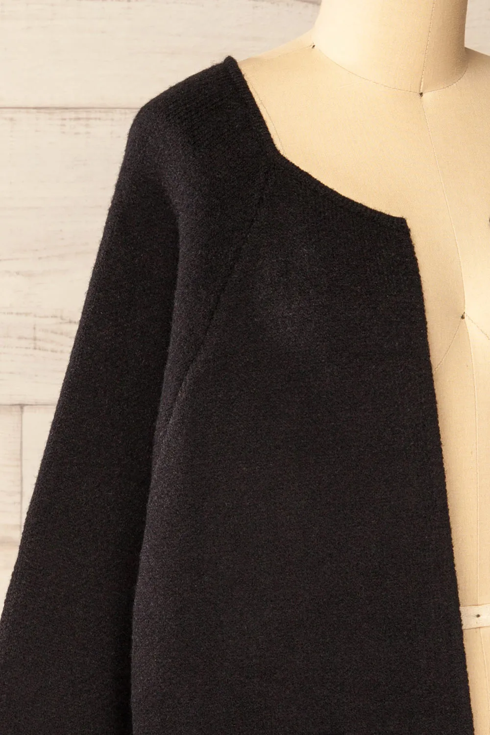 Stuttgart Black | Thick Knit Open Cardigan