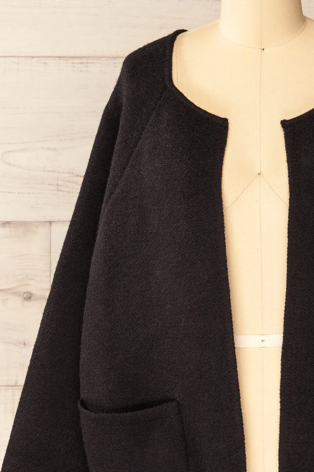 Stuttgart Black | Thick Knit Open Cardigan