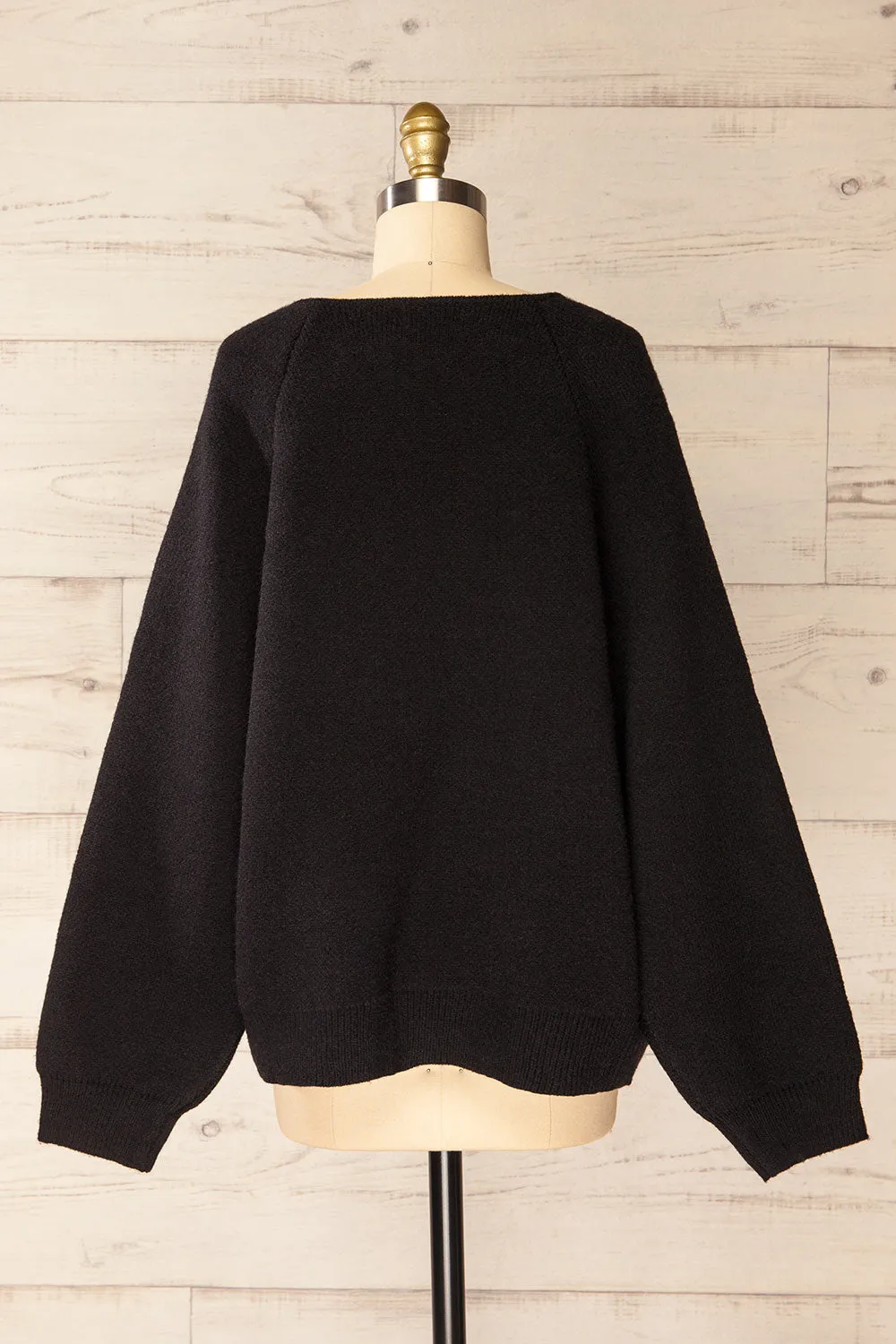 Stuttgart Black | Thick Knit Open Cardigan