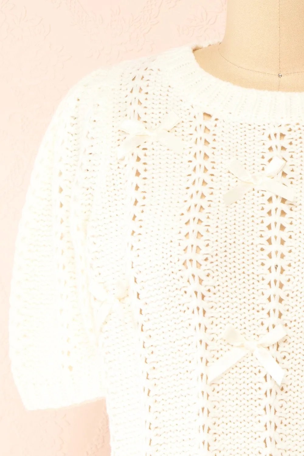 Sully | Cream Knit Shirt w/ Bows